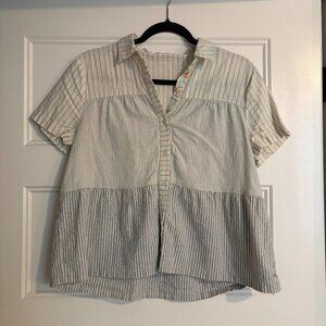Madewell x The New Denim Project® Stripe-Mix Seamed Button-Down Shirt